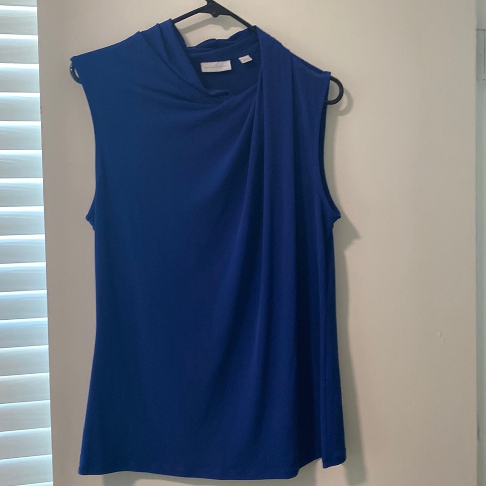Royal blue sleeveless blouse, size M